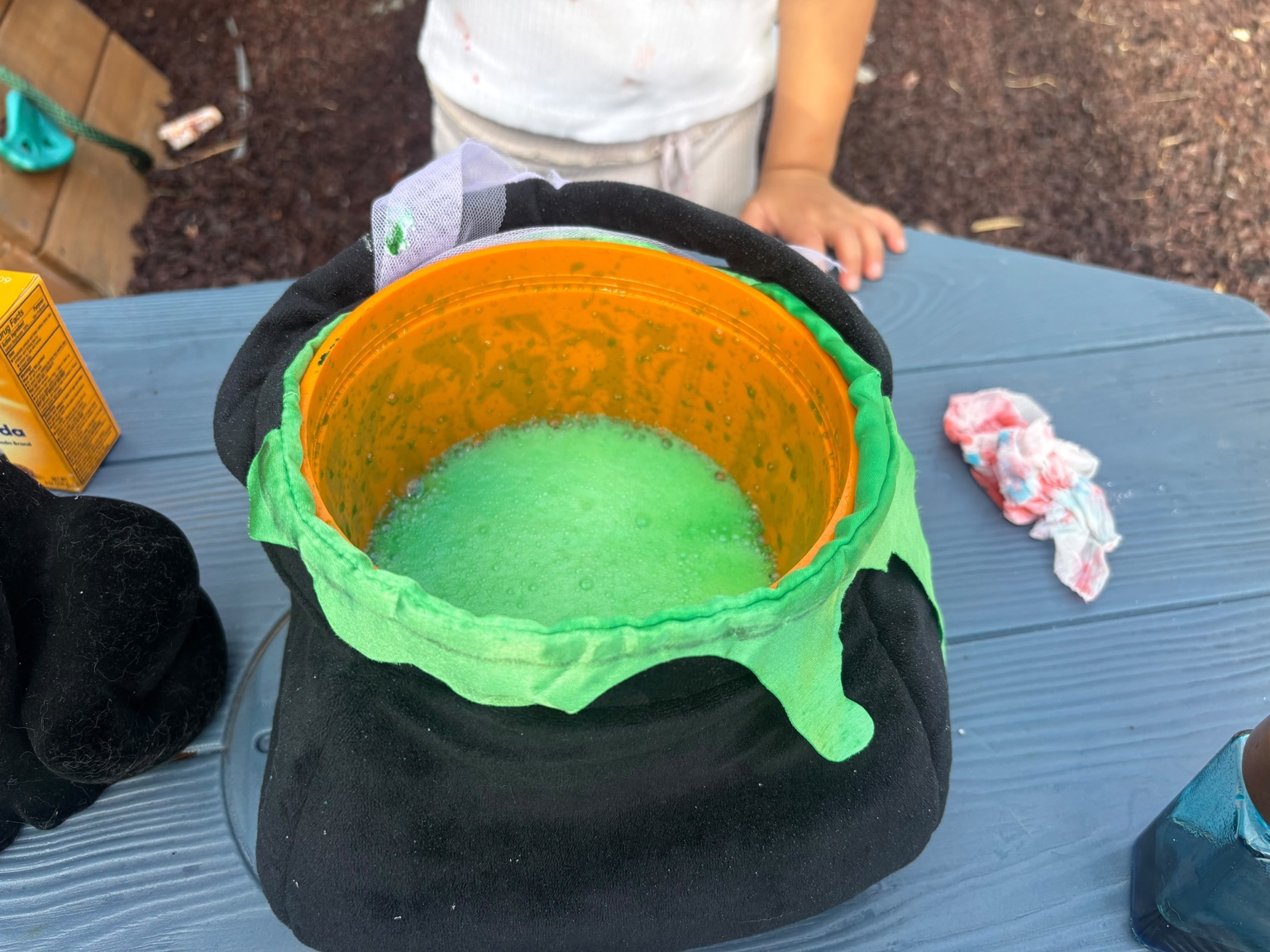Finished green foamy witch's brew