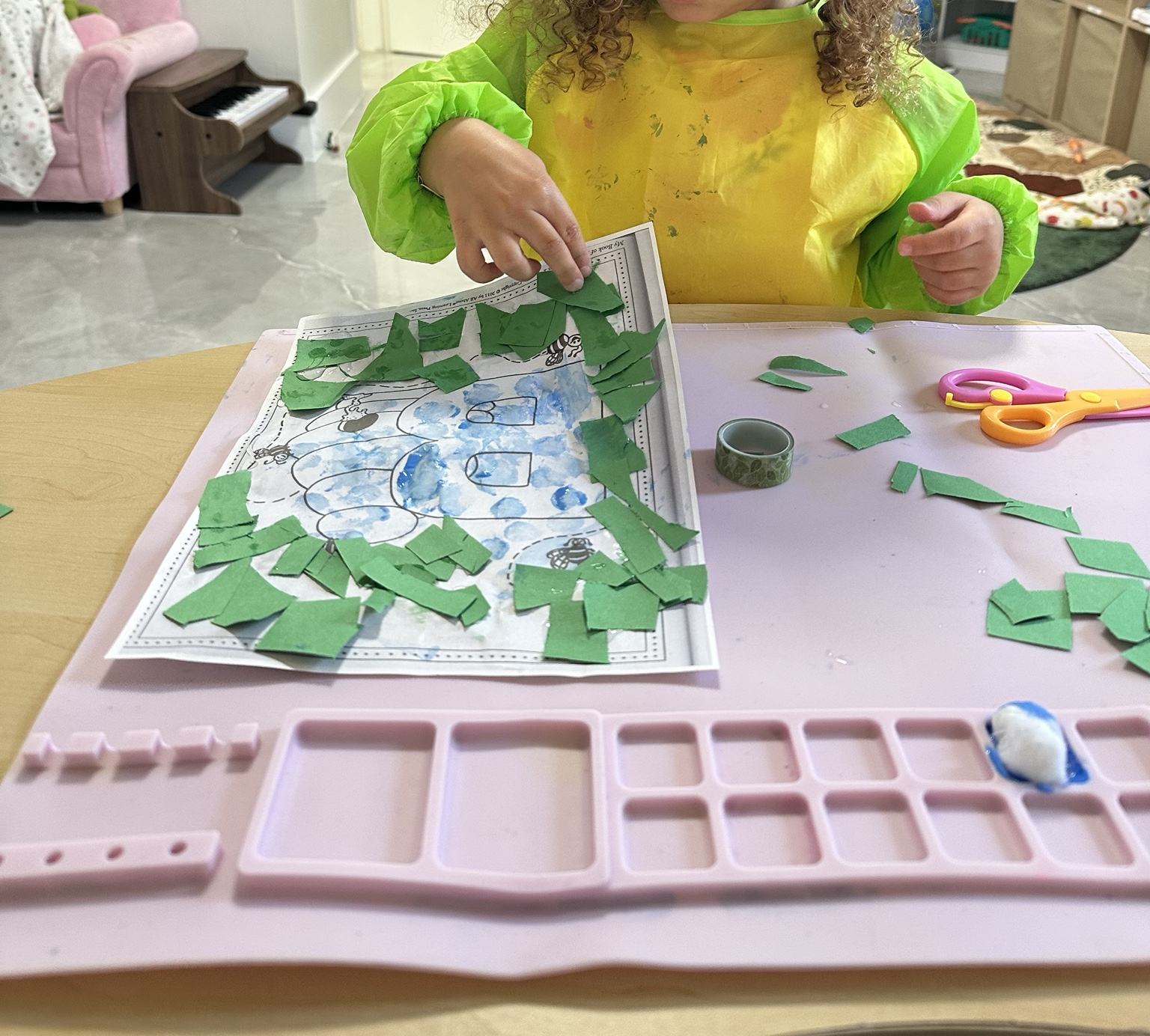 Child working on letter B craft